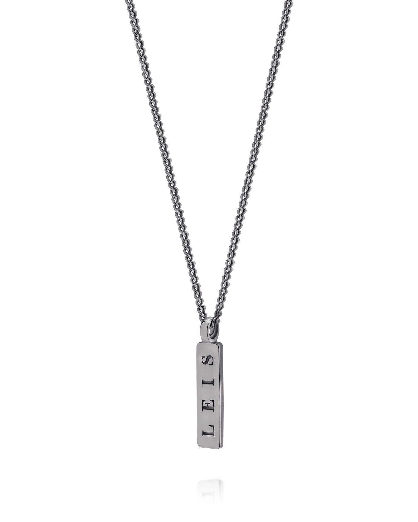 Men's dark silver Minimal necklace  - 2