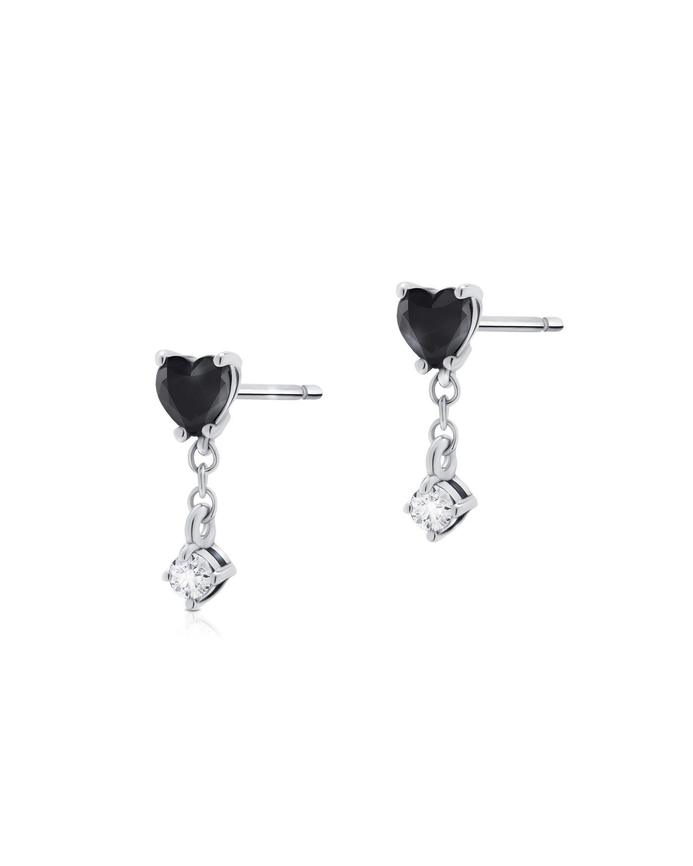 Pendant Earrings Raffinata with black heart  - 2