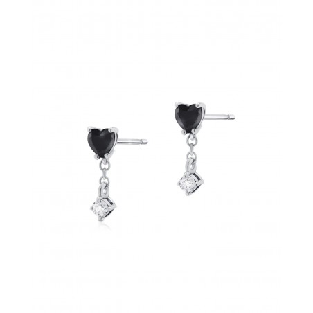 Pendant Earrings Raffinata with black heart  - 2