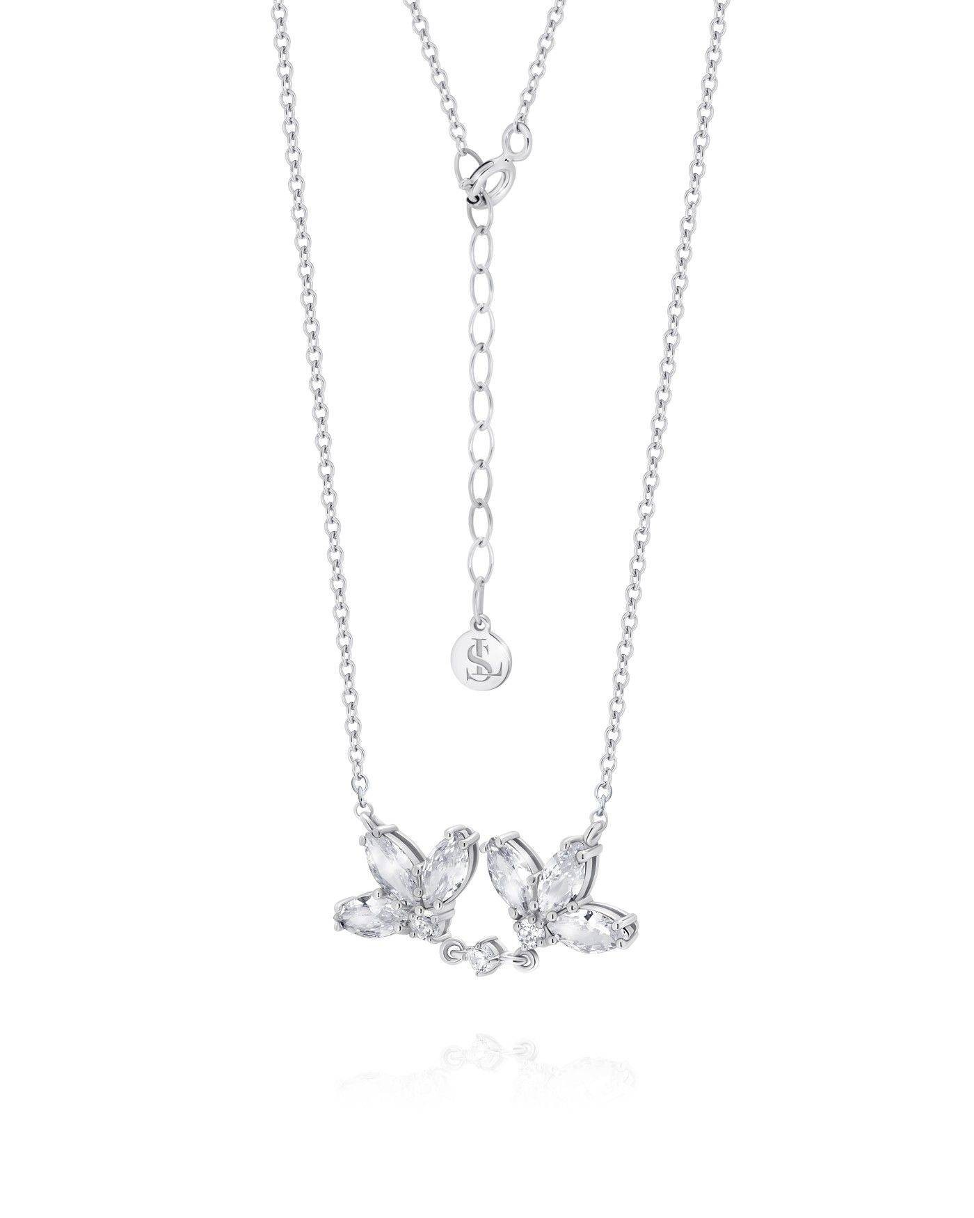 Flower Necklace Fiore with white zircons  - 2