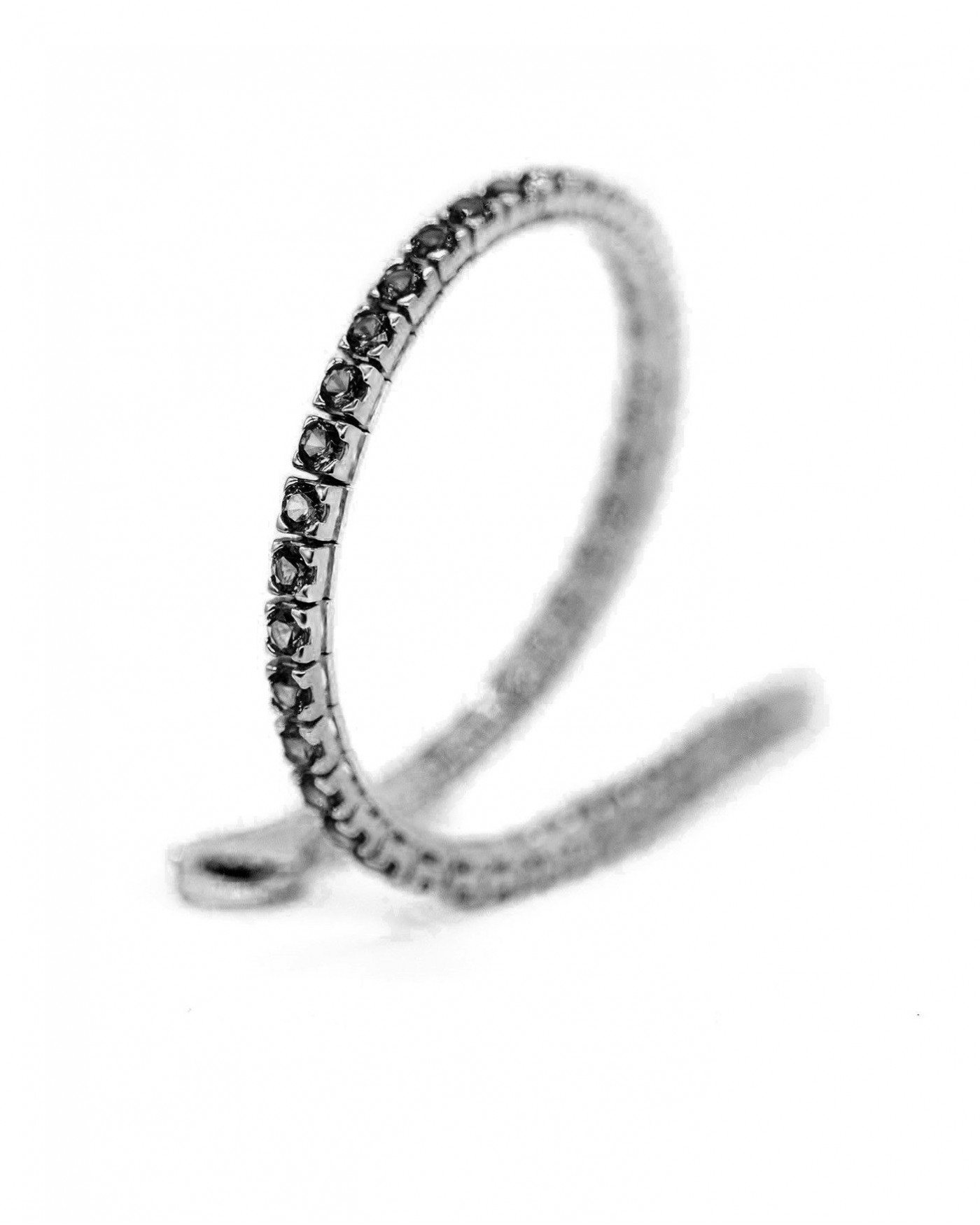 Bracciale tennis in argento rodiato nero con zirconi neri  - 5