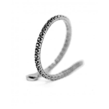 Silver Tennis bracelet rhodium plated black with black cubic zirconia  - 5