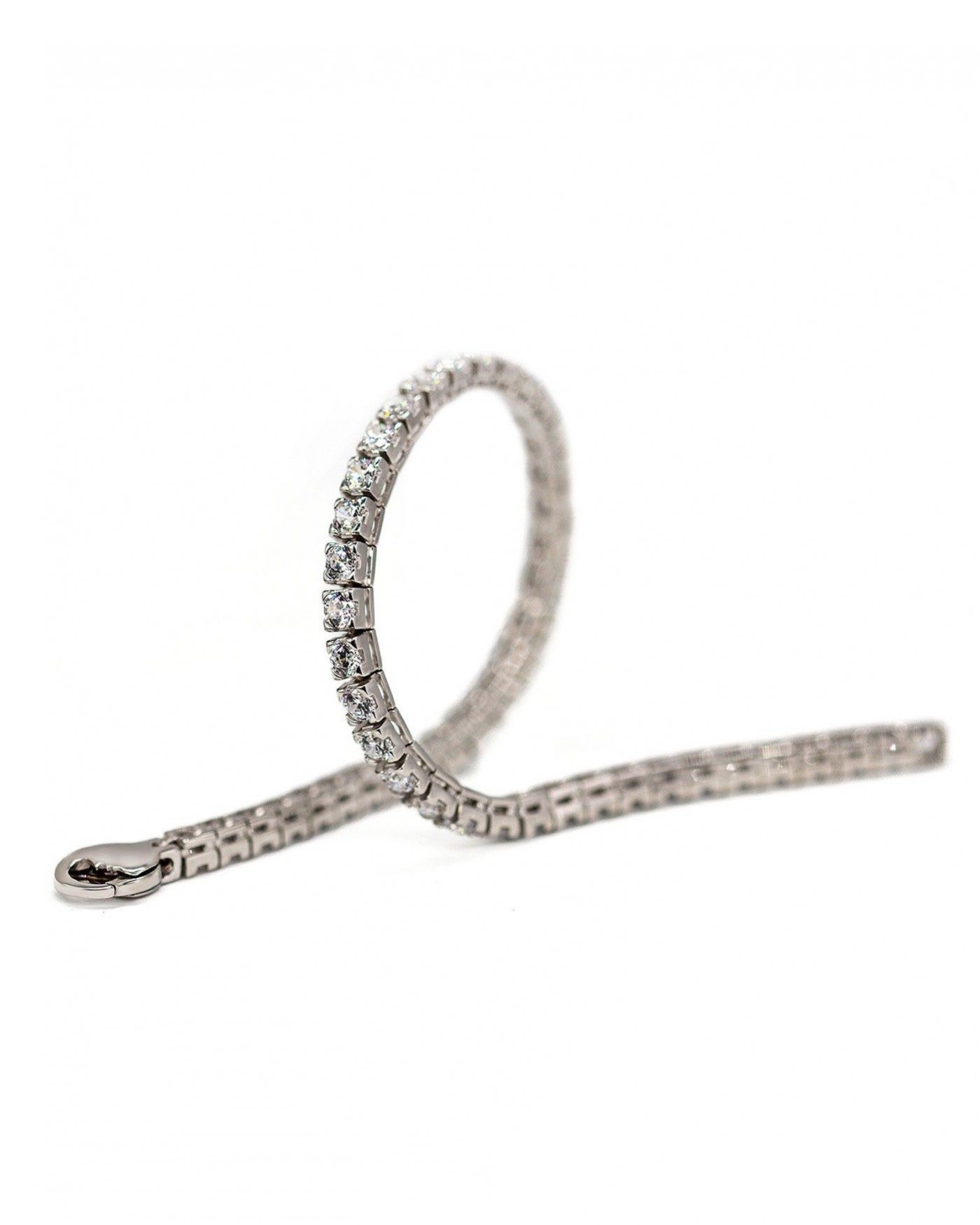 Silver rhodium-plated Tennis bracelet with white zircons  - 3