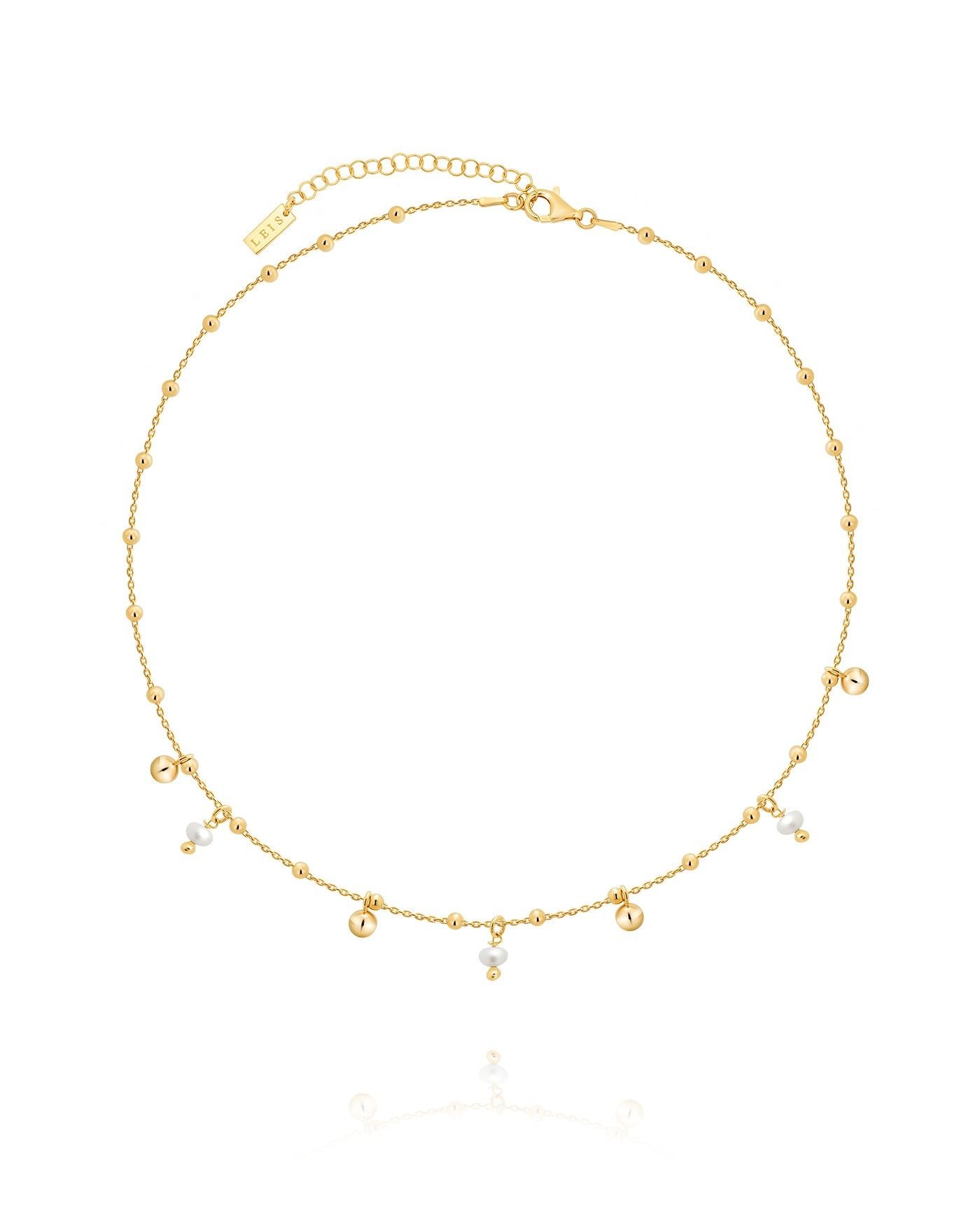 Gold-gilded necklace with spheres and natural fresh water pearls  - 2