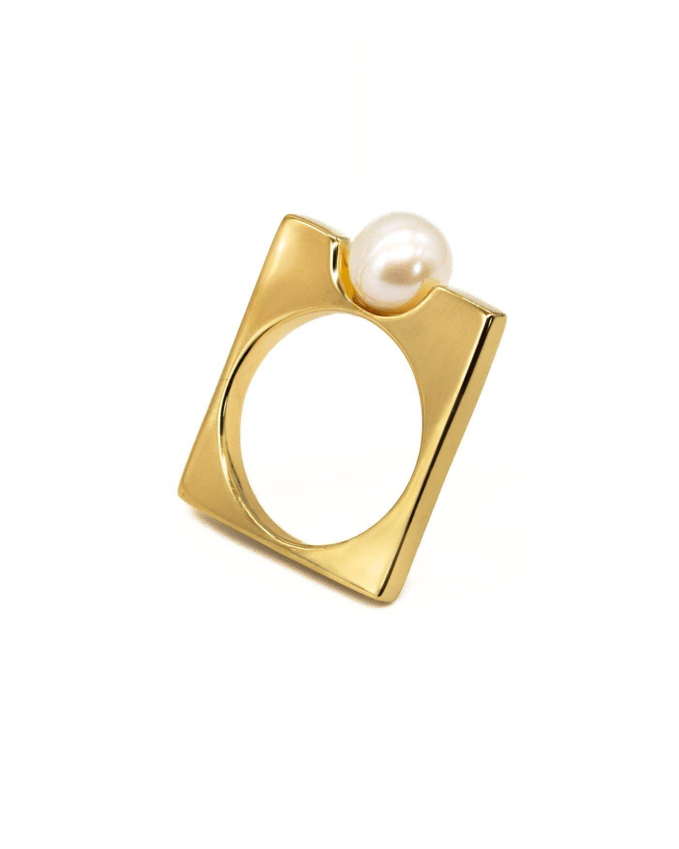 Gold-gilded ring with natural cultured pearl Fresh Water  - 2
