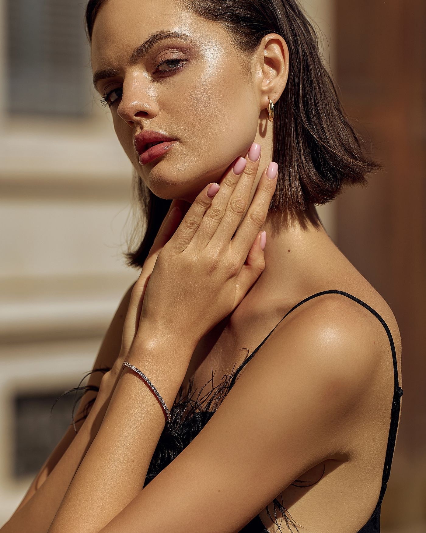 Rose vergoldetes Tennisarmband mit weißen Zirkonen D.2,75mm  - 1