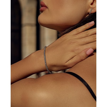 Silver plated gold plated Tennis bracelet with white zircons  - 1