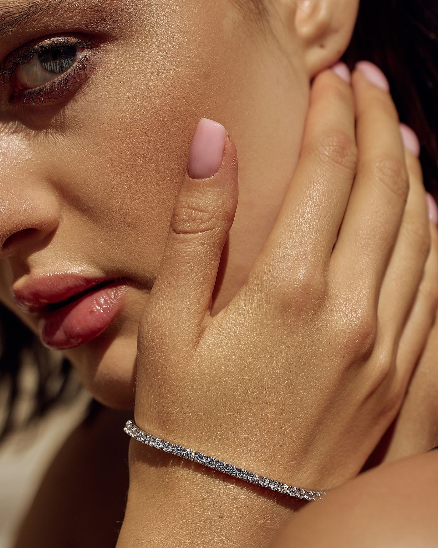 Silver rhodium-plated Tennis bracelet with white zircons  - 4