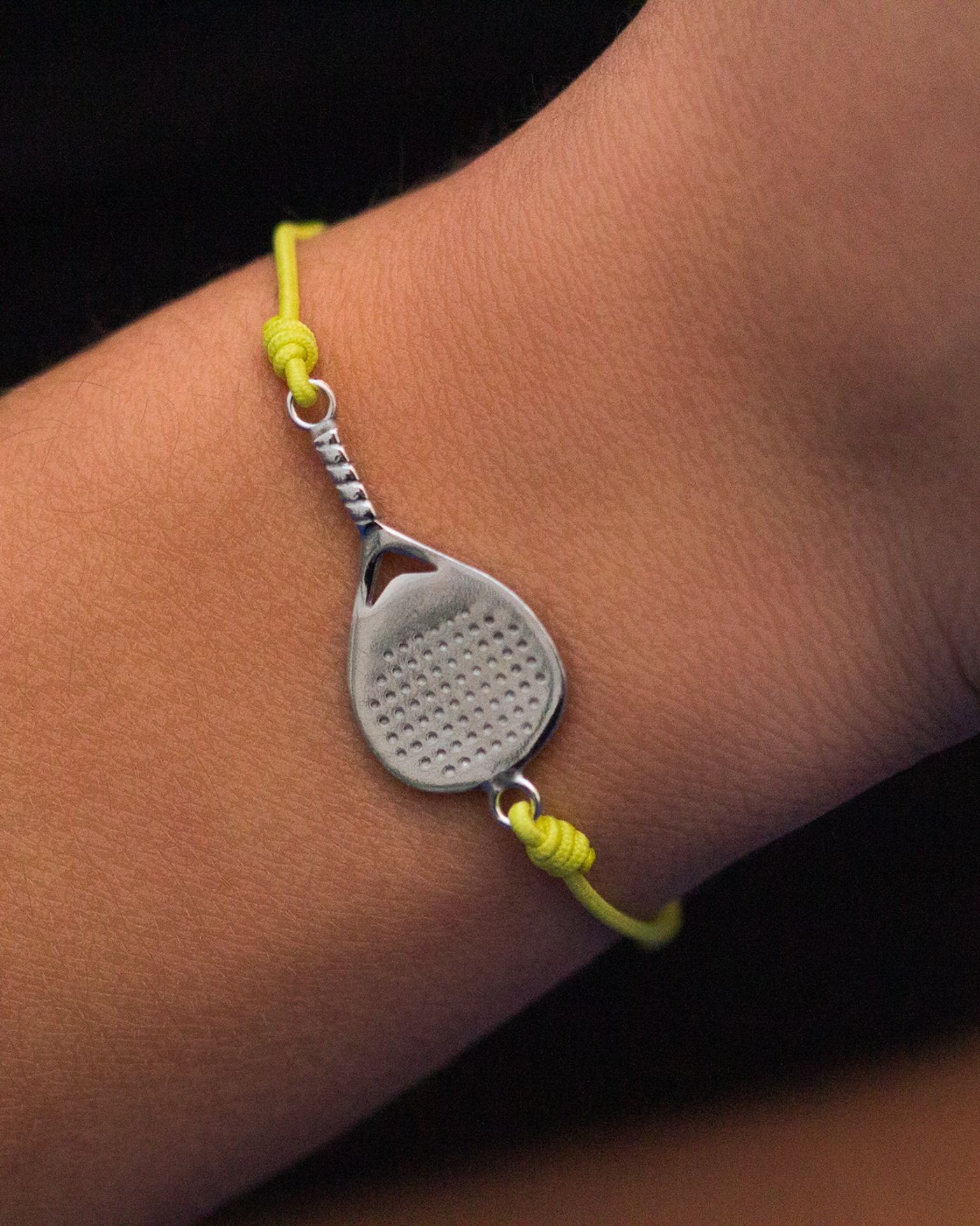 Bandeja X3 unisex bracelet in rhodium-plated silver on nylon cord  - 4