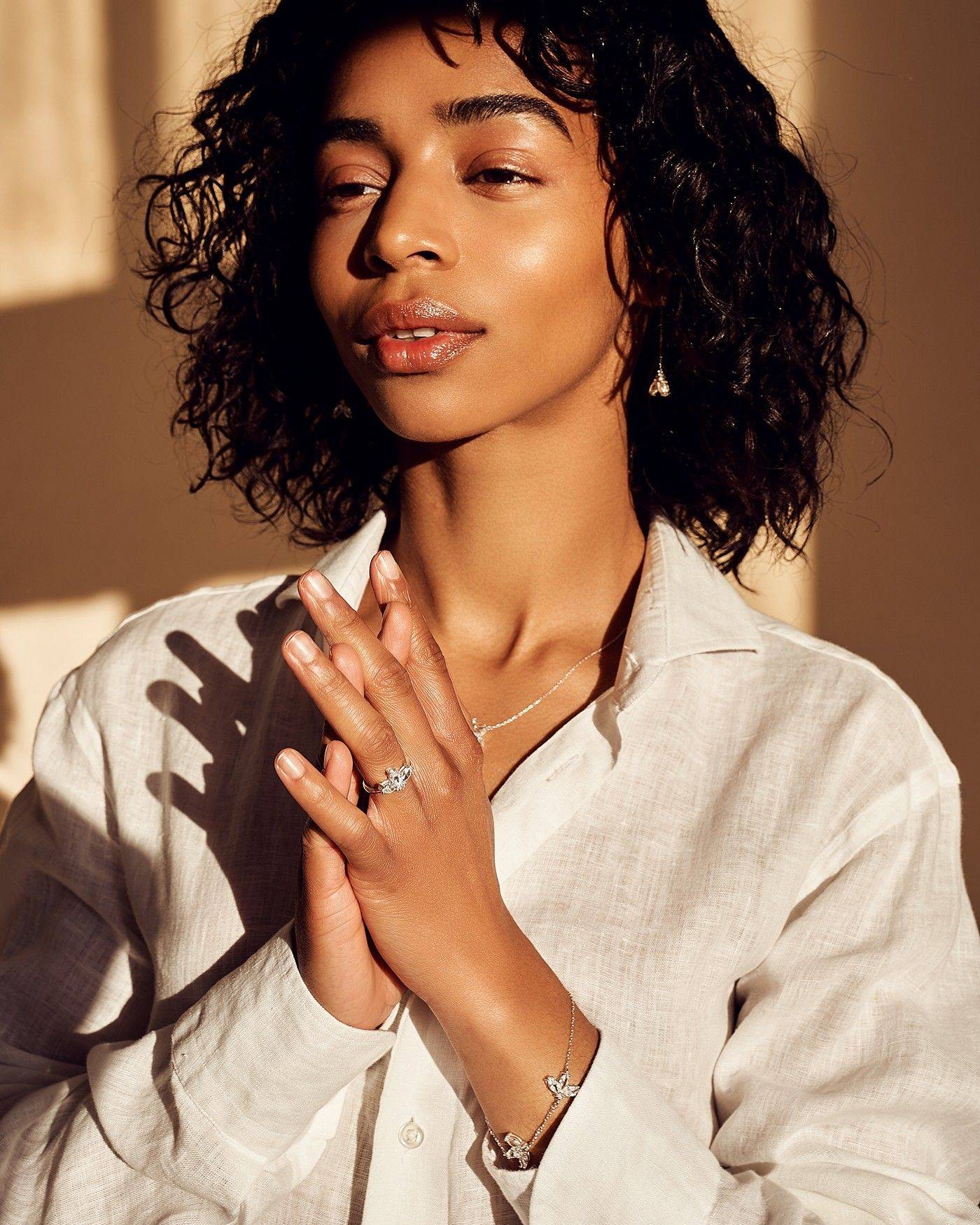 Flower Bracelet Fiore with white zircons  - 1