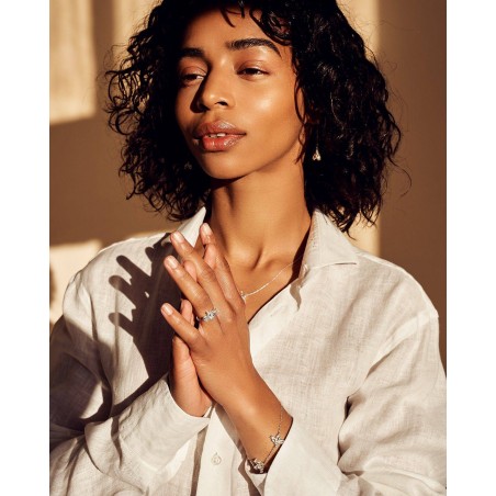 Flower Bracelet Fiore with white zircons  - 1