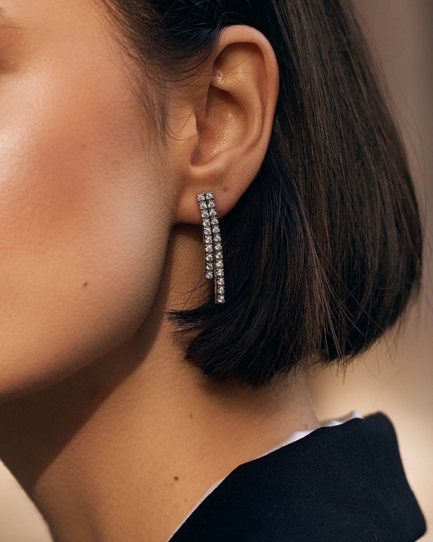 Podwójne srebrne kolczyki tenisowe  - 3