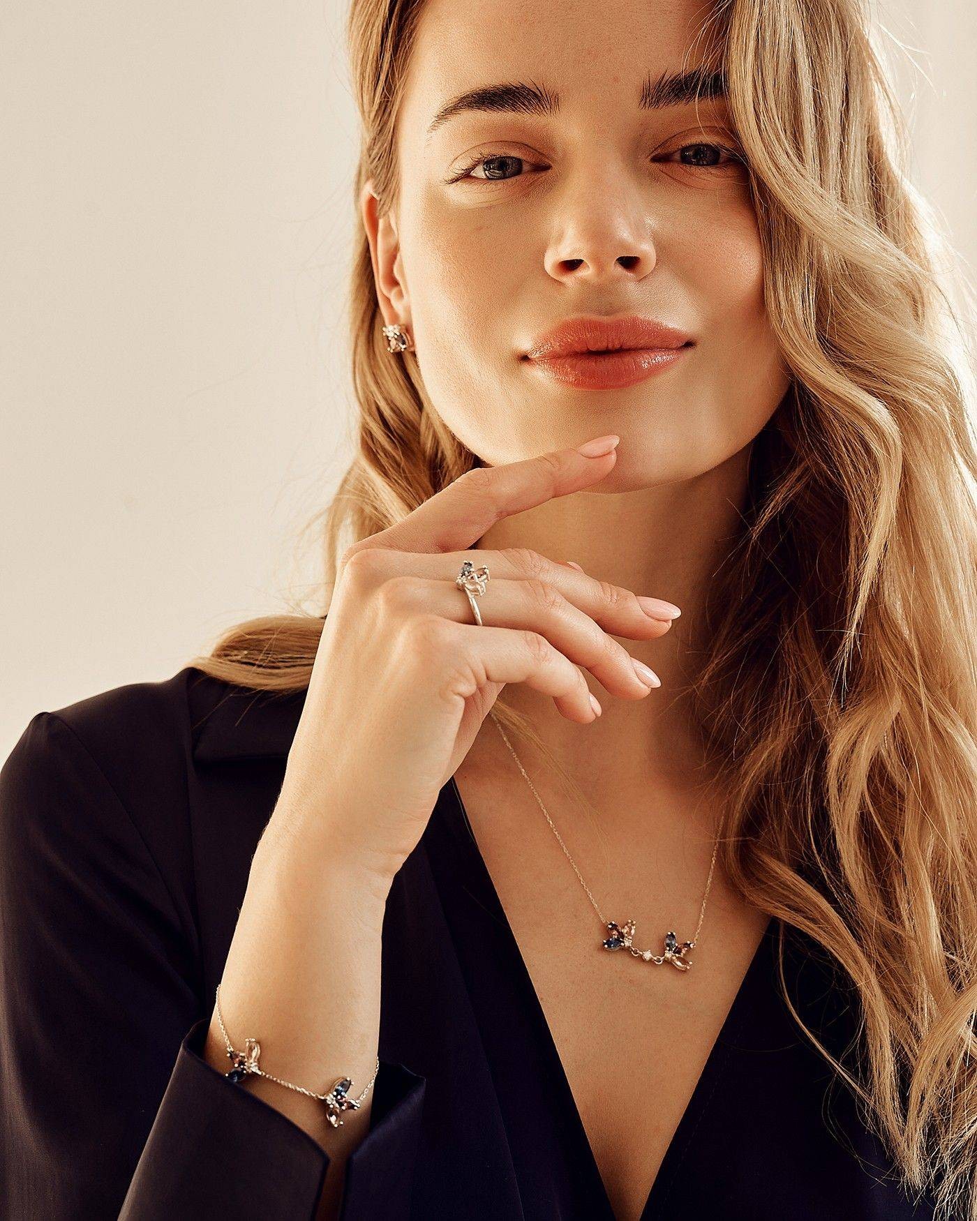 Bransoletka Kwiat Fiore z Rodolitem i Szafirem  - 1