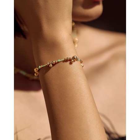 Bracelet on mint cord with gold-gilded beads  - 1