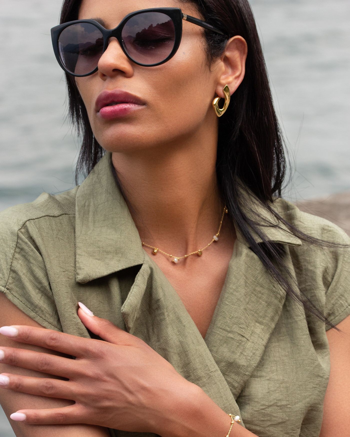 18K vergoldete Ohrringe Shape von geblasenem Silber  - 3