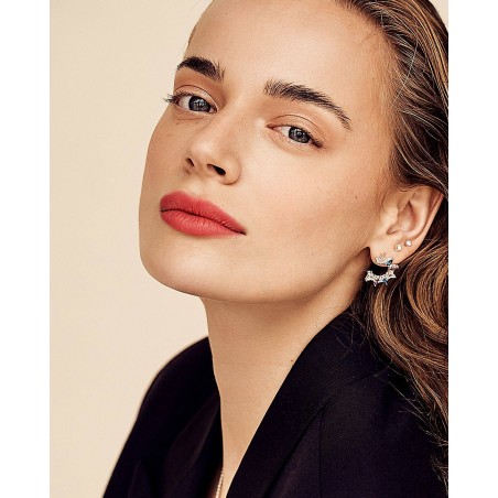 Blume Plumeria Ohrringe mit Rhodolith und Saphir  - 1