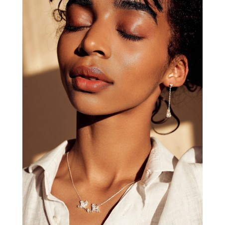 Blume Halskette Fiore mit weißen Zirkonia  - 1