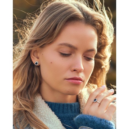 Kate earrings in rhodium-plated sterling silver with sapphire zirconias  - 1