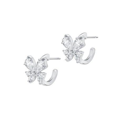 Farfalla Mini Hoop Butterfly Earrings with white zircons  - 2