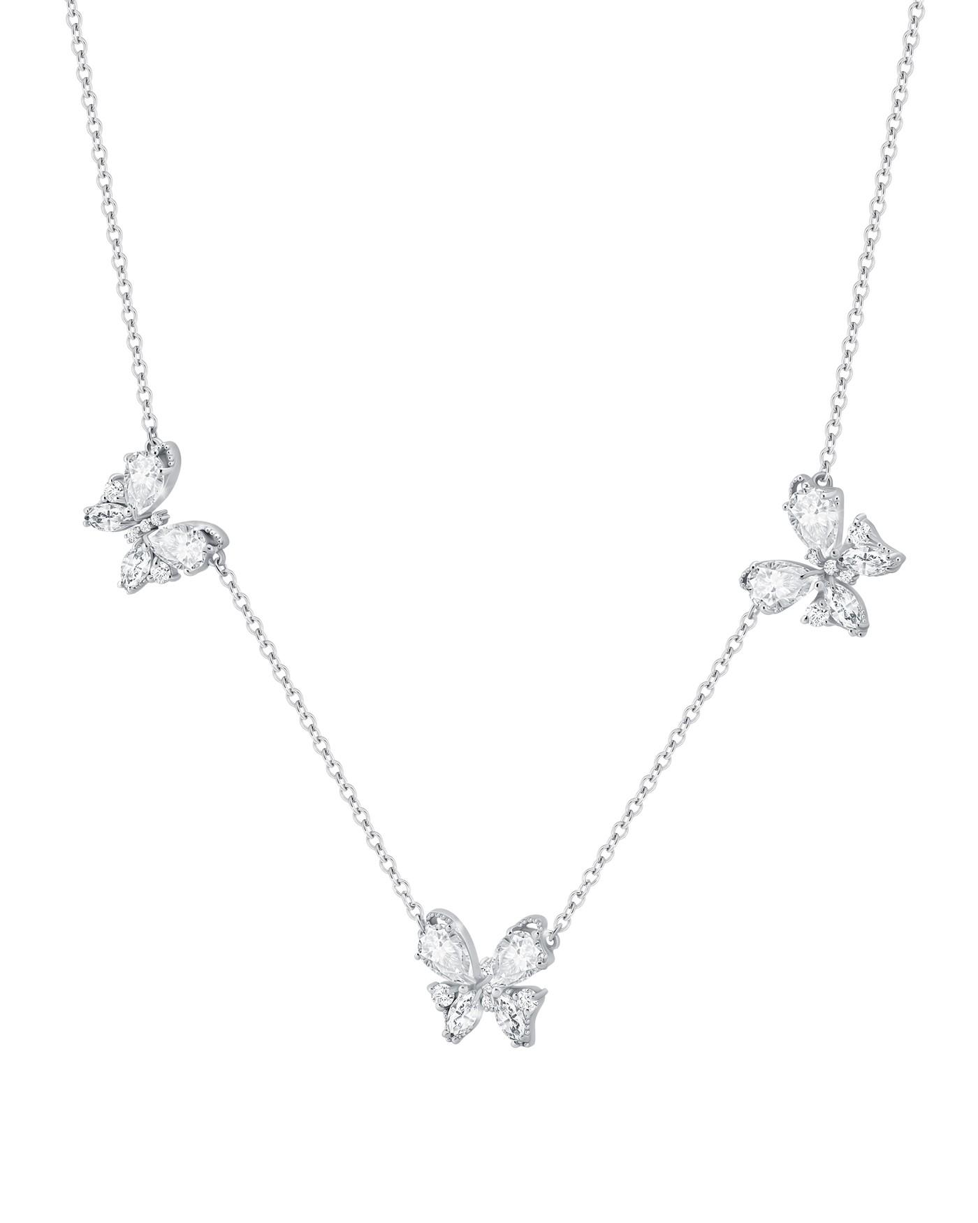 Farfalla Butterfly necklace with white zircons  - 2