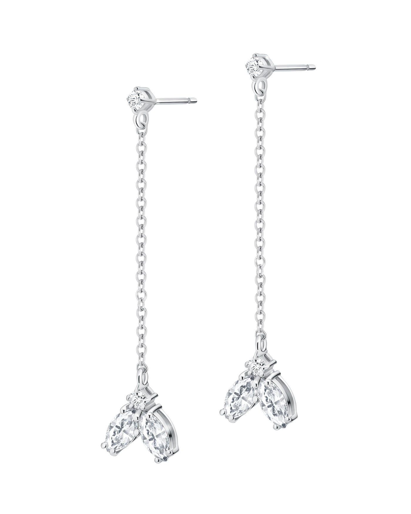 Flower Pendant earrings Fiore with white zircons  - 2