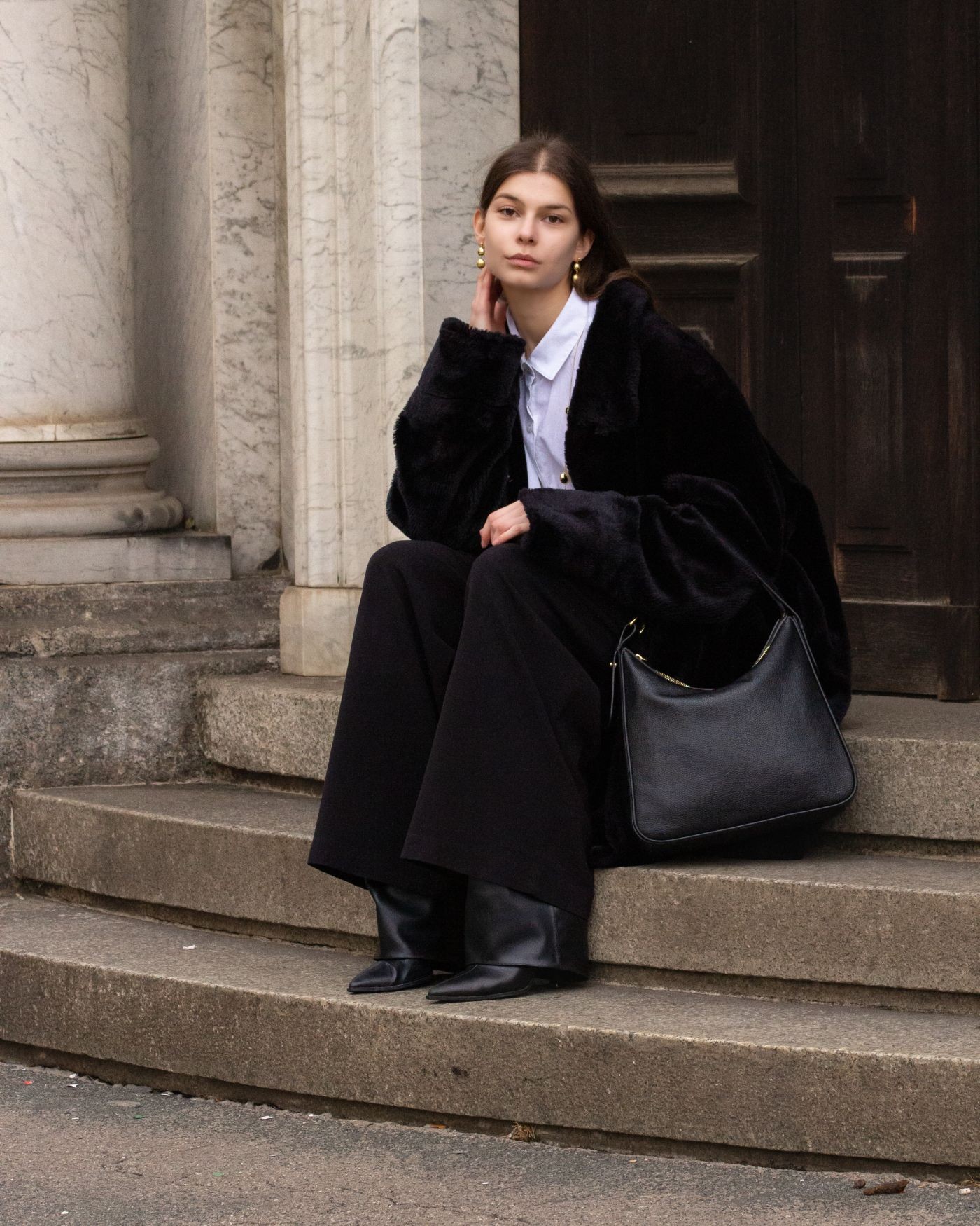 Torebka Shopper nera z włoskiej skóry  - 1