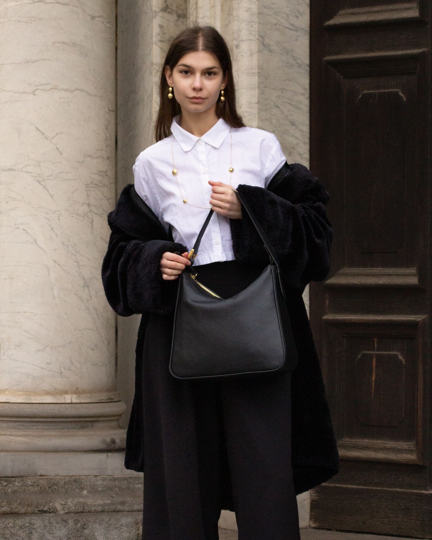 Torebka Shopper nera z włoskiej skóry  - 4