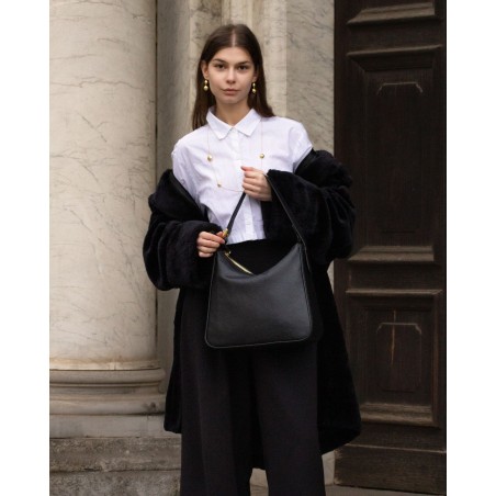 Shopper nera Tasche aus italienischem Leder  - 4