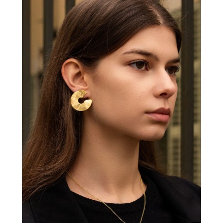 18k gold-gilded handsatinated Luna earrings  - 3