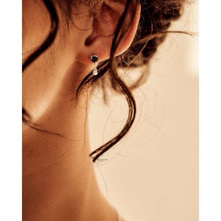 Pendant Earrings Raffinata with black heart  - 4