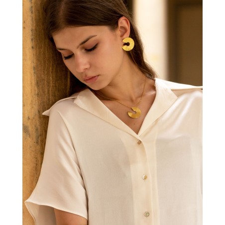 18k gold-gilded handsatinated Luna necklace  - 4