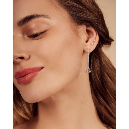 Blume Ohrringe mit Anhänger Fiore mit Rhodolith und Saphir  - 1