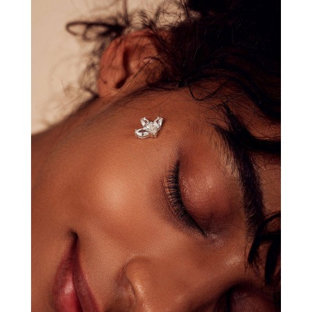 Flower Earrings Fiore with white zircons  - 4