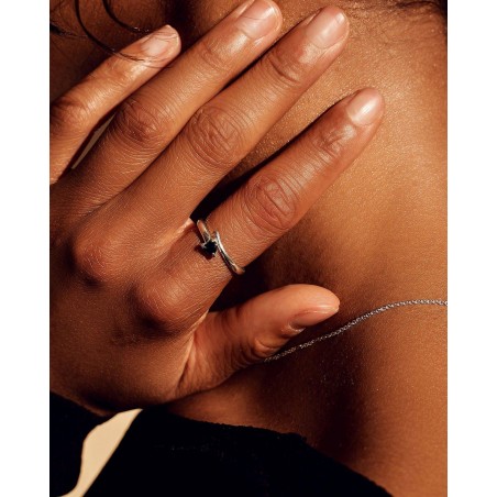 Anello Raffinata con cuore nero  - 1