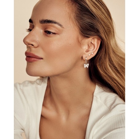 Kolczyki wiszące Farfalla Motyl z białymi cyrkoniami  - 4