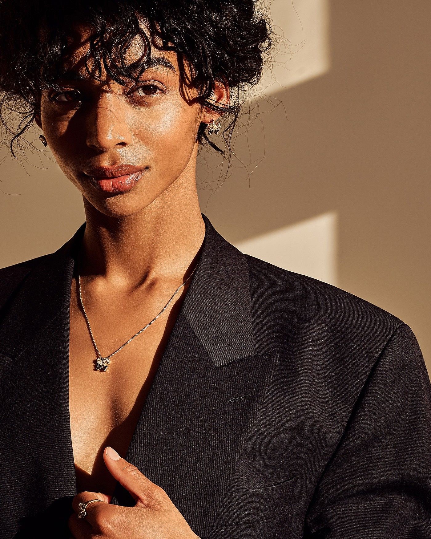 Farfalla Butterfly necklace with black and olivine zircons  - 4