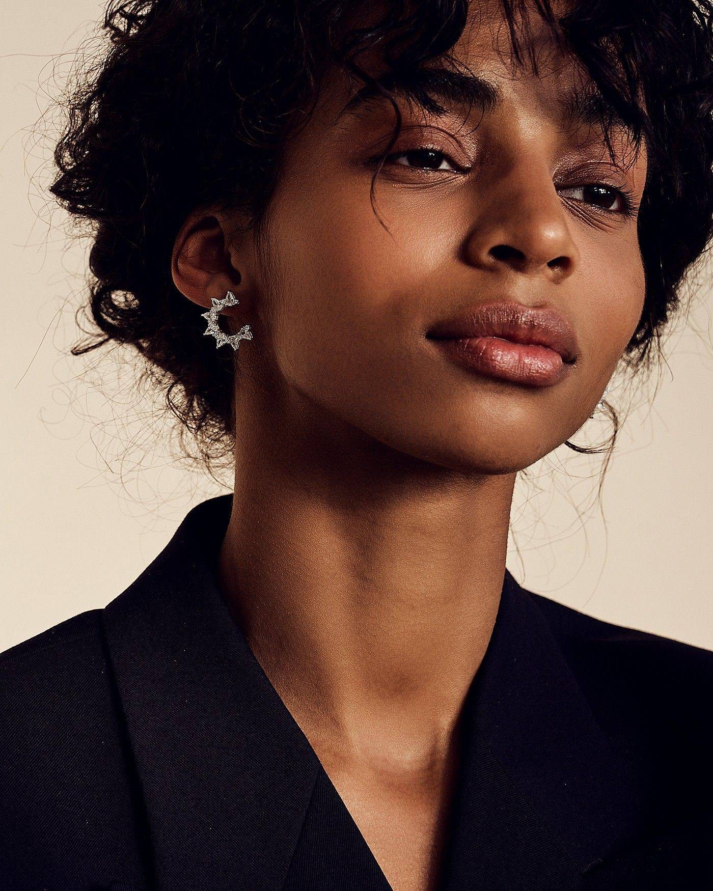 Blume Plumeria Ohrringe mit weißen Zirkonia  - 4