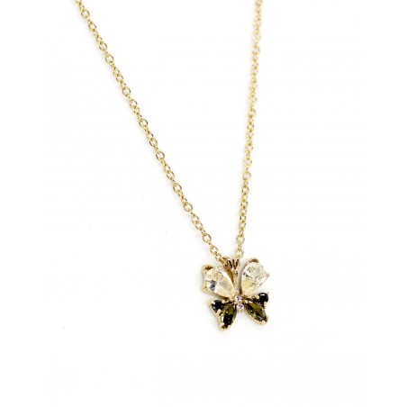 Farfalla Butterfly necklace with black and olivine zircons  - 3