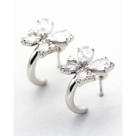 Farfalla Mini Hoop Butterfly Earrings with white zircons  - 2