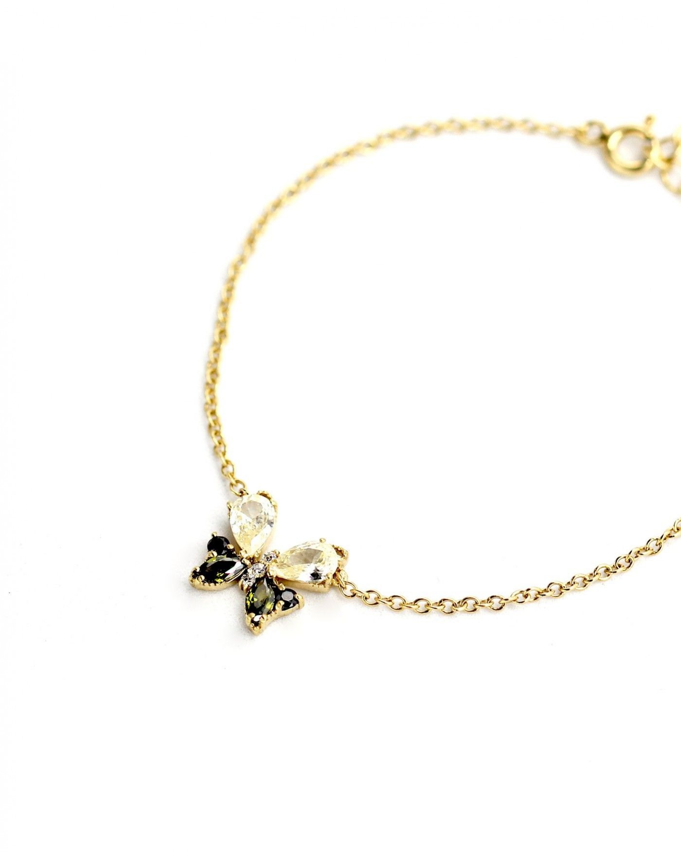 Bransoletka Farfalla Motyl z cyrkoniami koloru czarnego i oliwin  - 2