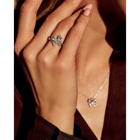 Anello Farfalla con zirconi bianchi  - 1