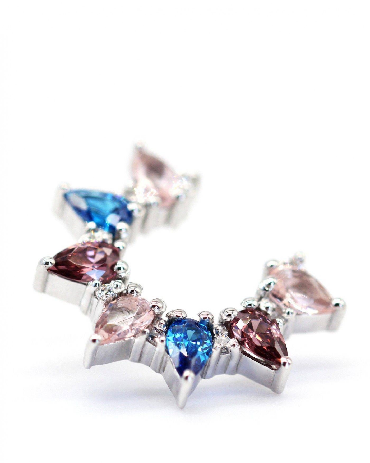 Orecchini Plumeria con Rhodolite e Zaffiro  - 2