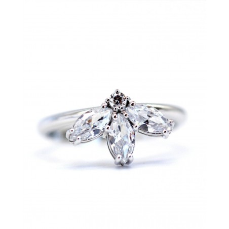 Anello Fiore con zirconi bianchi  - 2