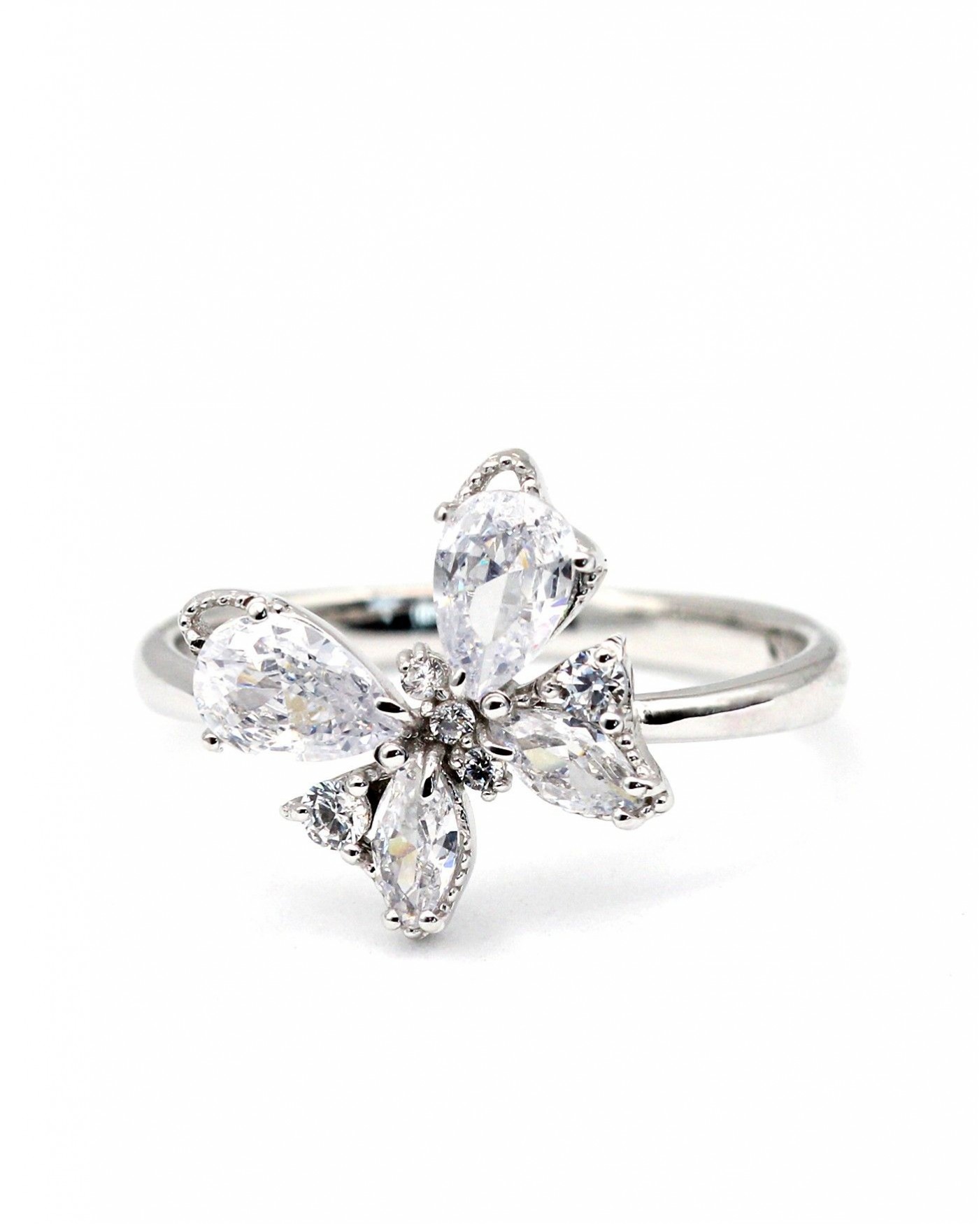 Farfalla Butterfly Ring with white zircons  - 2