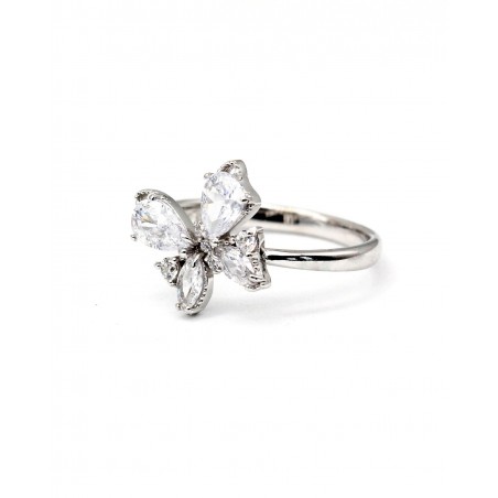 Pierścionek Farfalla Motyl z białymi cyrkoniami  - 3