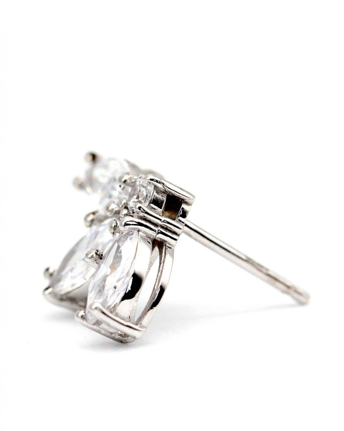 Flower Earrings Fiore with white zircons  - 3