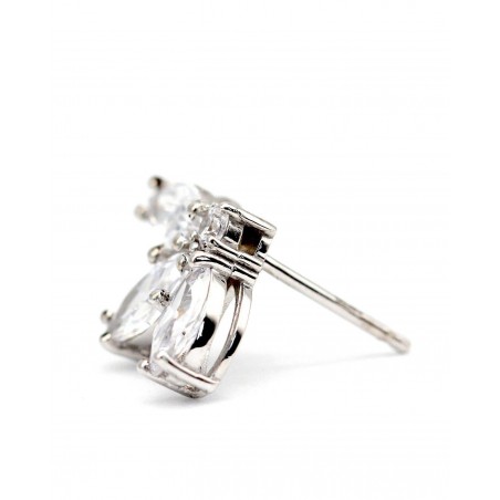 Flower Earrings Fiore with white zircons  - 3