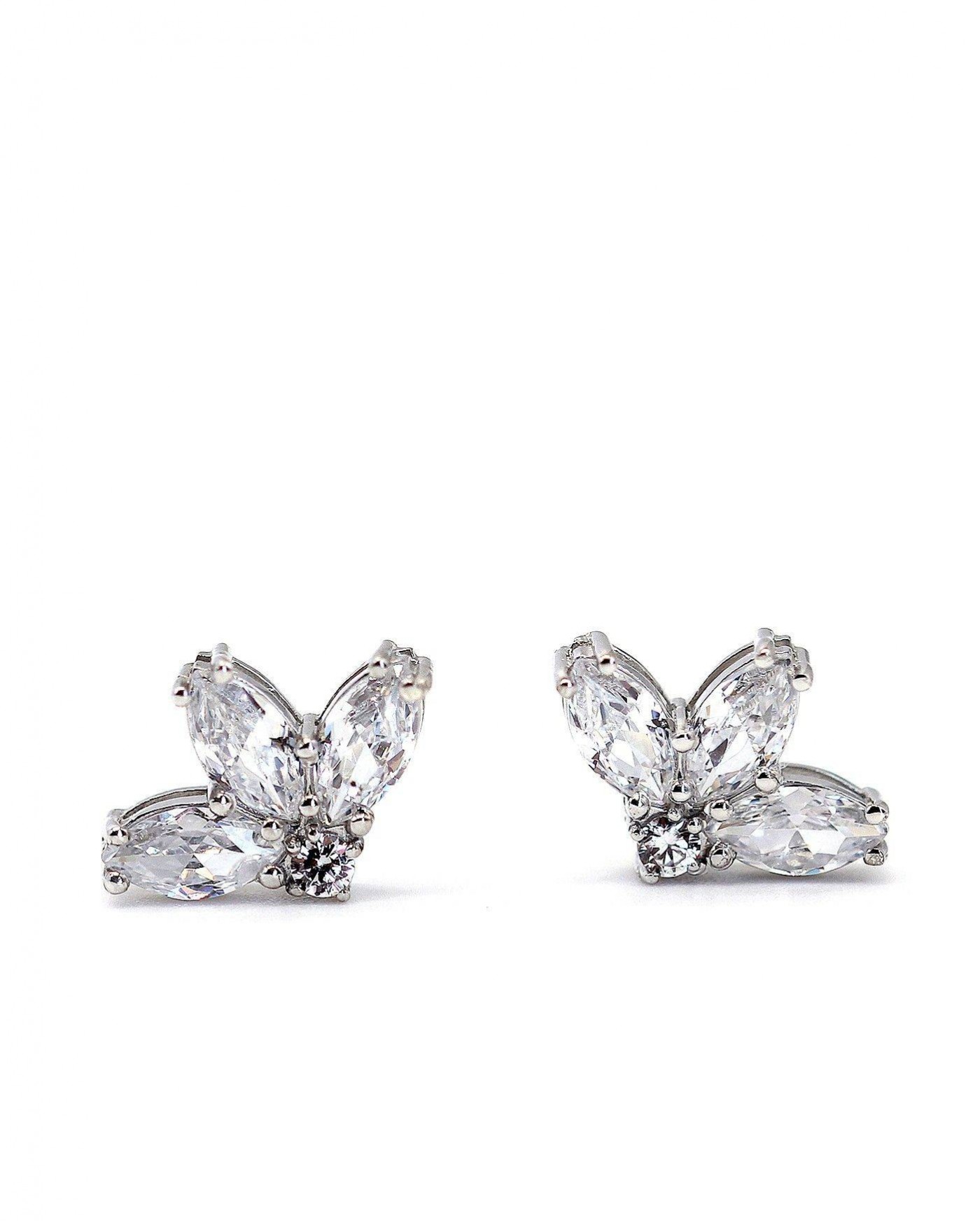 Flower Earrings Fiore with white zircons  - 2