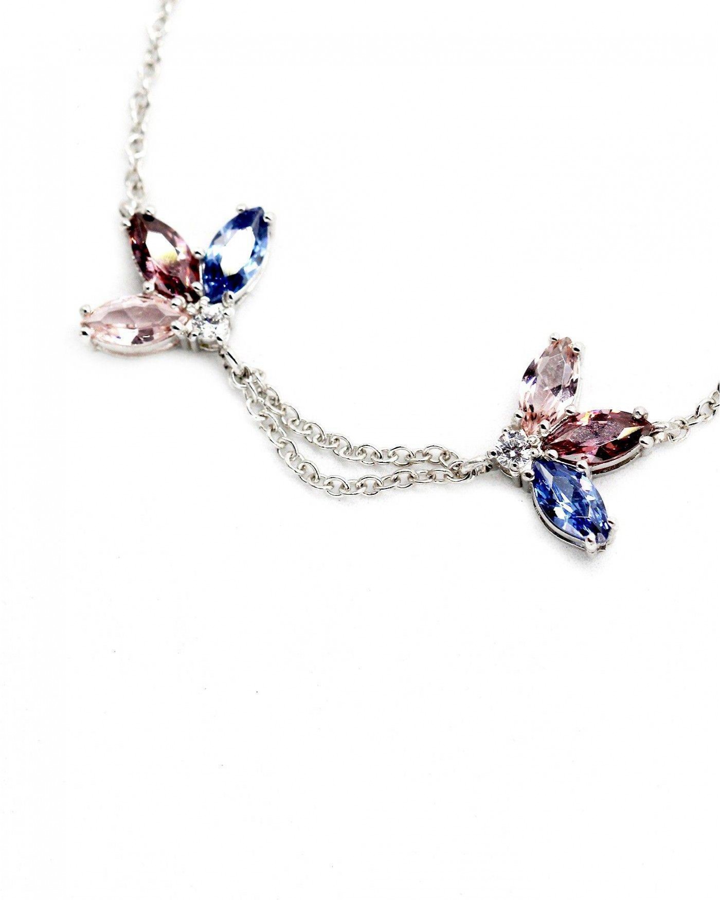 Blume Armband Fiore mit Rhodolith und Saphir  - 3