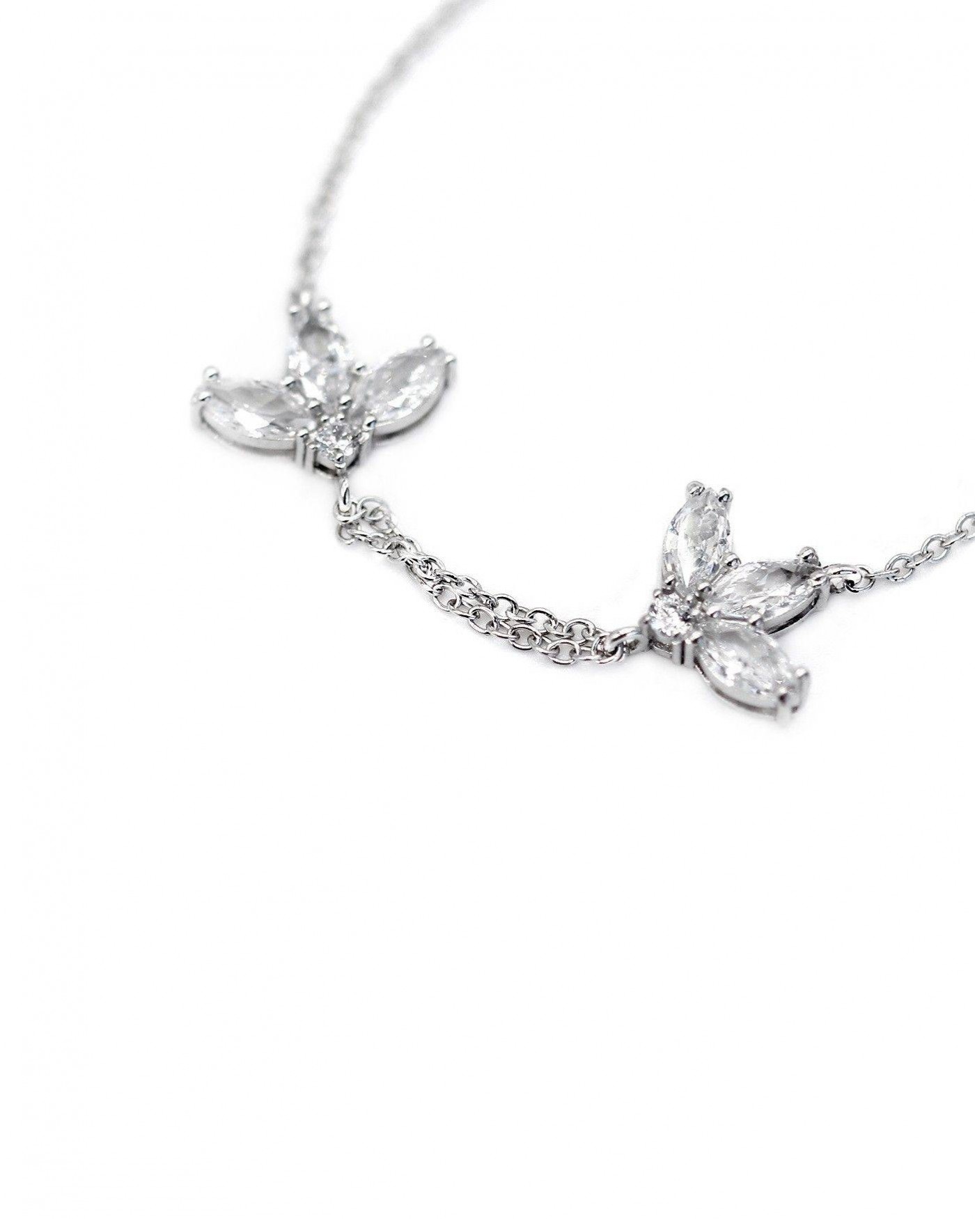 Flower Bracelet Fiore with white zircons  - 3